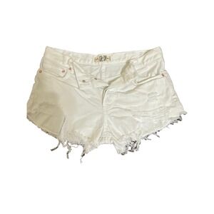 We The Free white denim fringe‎ distressed women's  shorts size 27